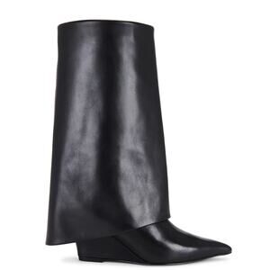 Nakedvice The Nancy Tall Boot Wedge Heel Leather Cowboy Streetwear Festival Sz 7